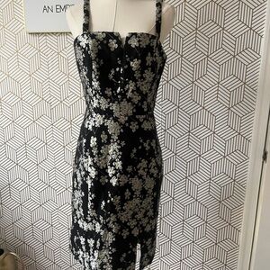 Anthropologie Hutch black floral brocade jacquard dress size 2